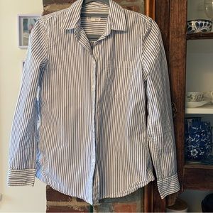 GAP Blue White Stripe Oxford Dress Top Sz S Button Down Collared Shirt